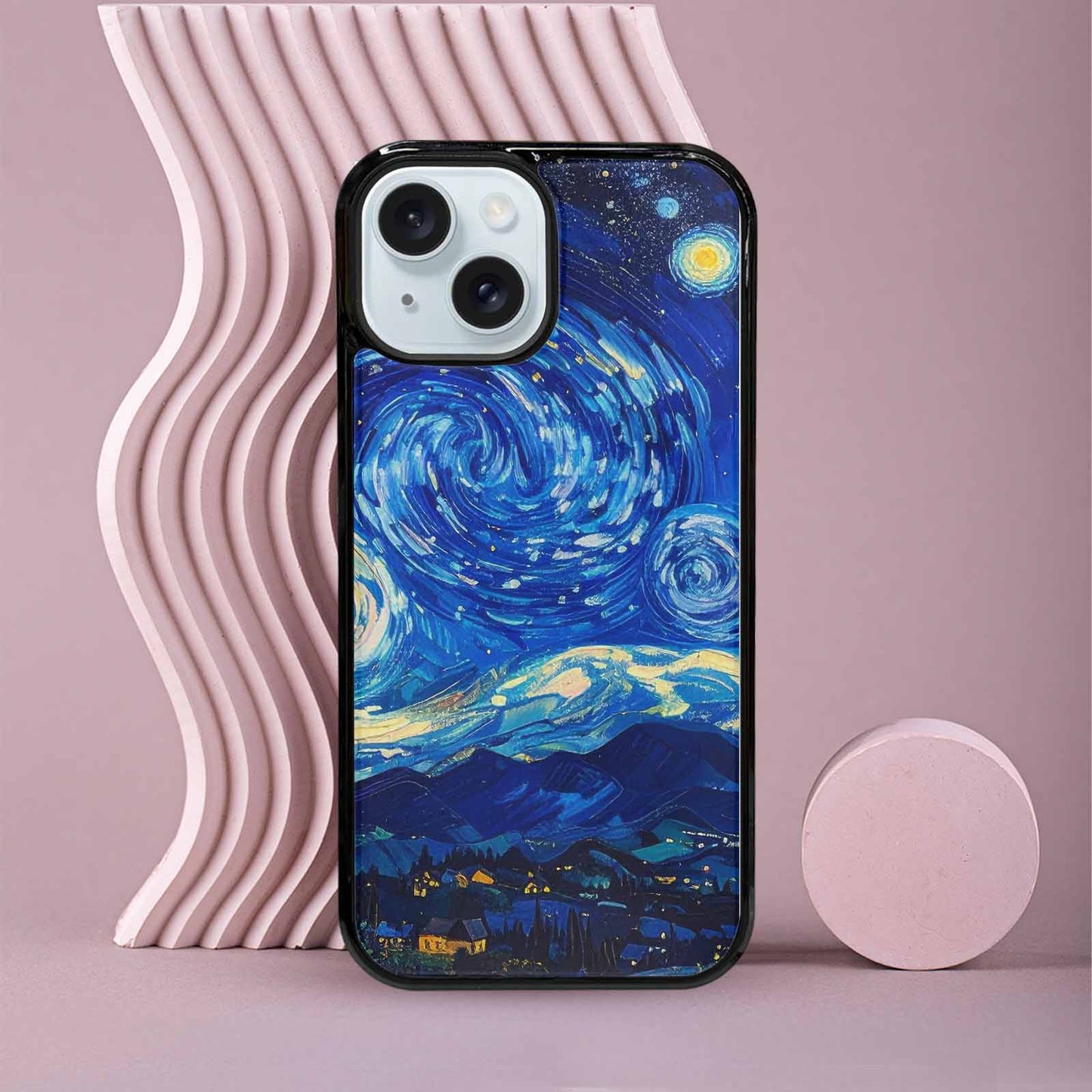 iPhone 15 Case — Starry Night Van Gogh Paint Art, Custom Art Phone Cover