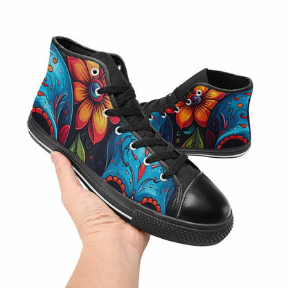 MEN'S Graffiti Skull High Top Canvas Wallpaper Art Sneakers