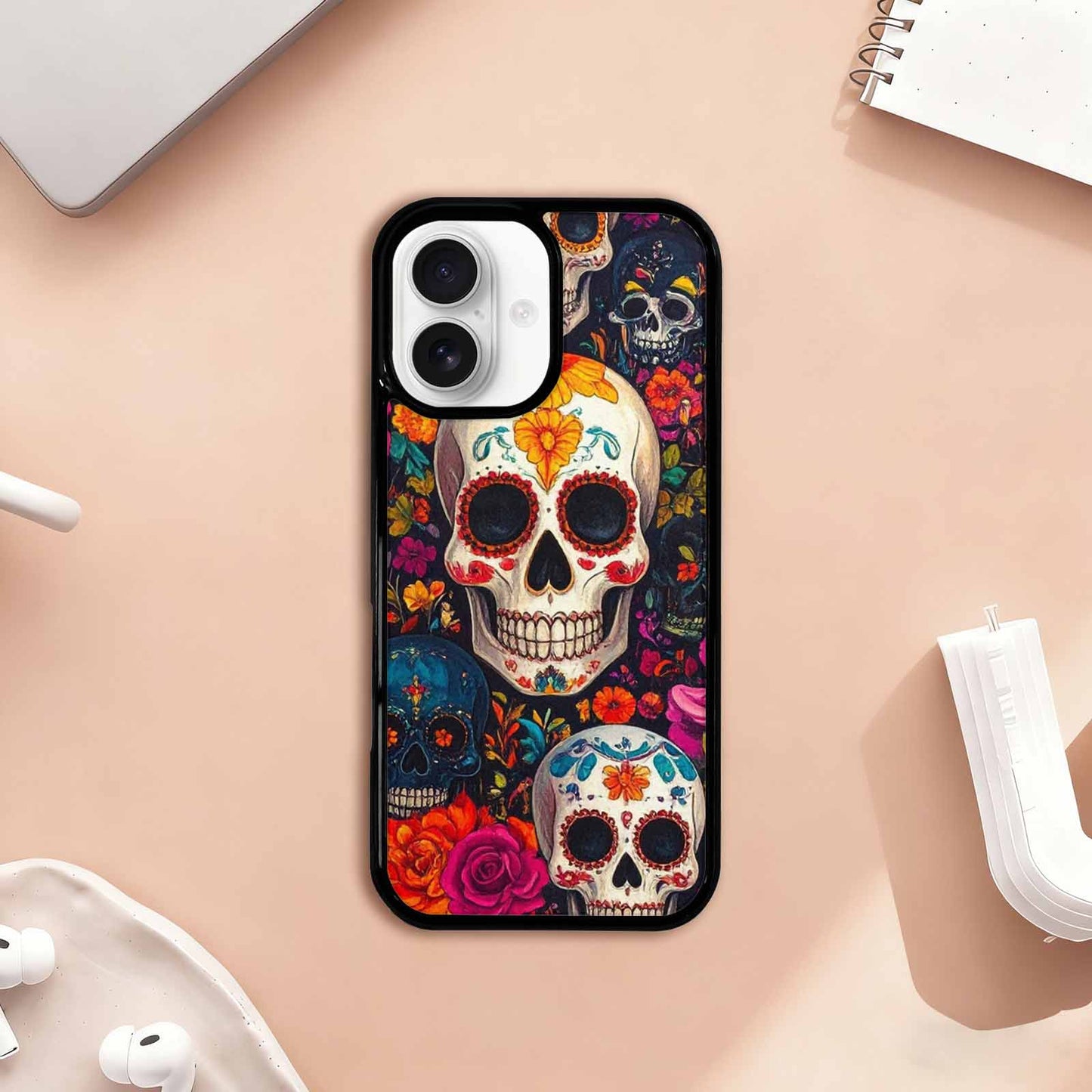 iPhone 17 Case — Small Skull Pattern, Randomly Gothic Skulls, Custom Printed Phone Case
