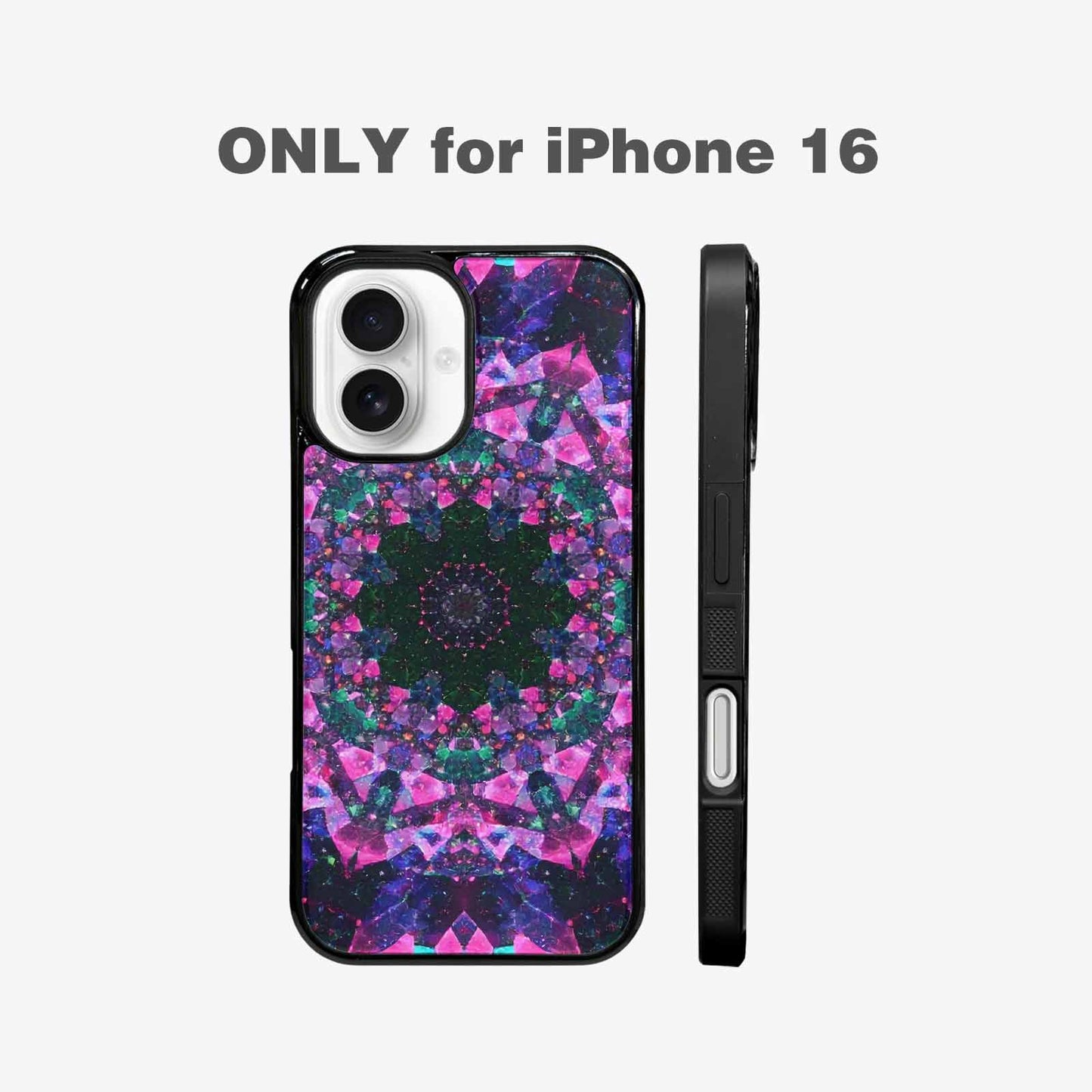 iPhone 16 Case — Crystal Mandala Art Seamless Pattern Vibrant, Customized Protective Case