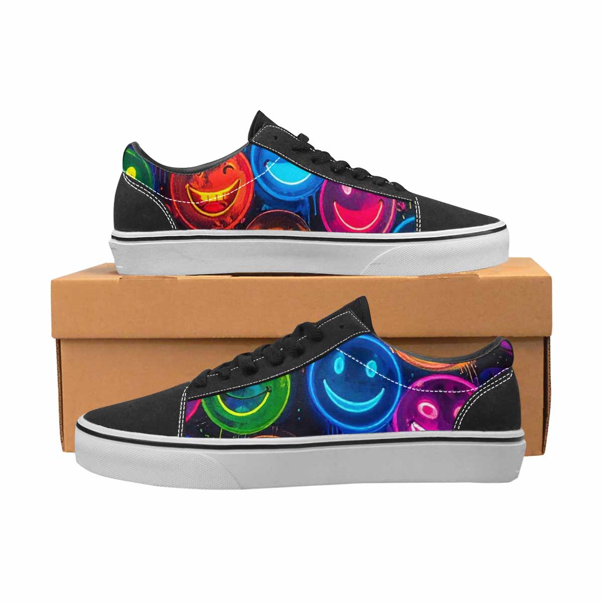 WOMEN'S Smiley Faces × Glow Lace-Up Canvas Neon Fantasy Shoes