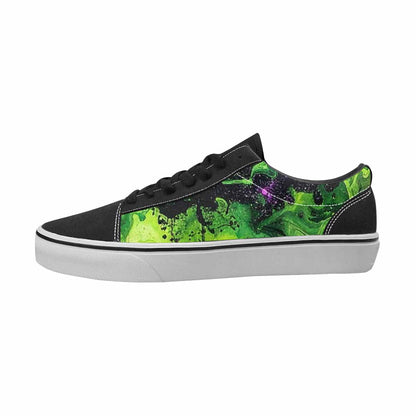 WOMEN'S Galaxy Art Black & Green Ink Canvas Bold Print Vibrant Chaos All Over Print Shoes