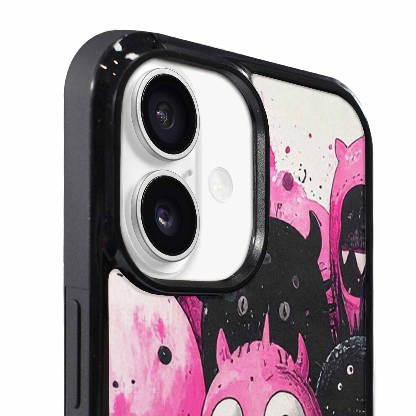 iPhone 17 Case — Black &amp; Pink Ink Cartoon Cute, Custom Printed Phone Case