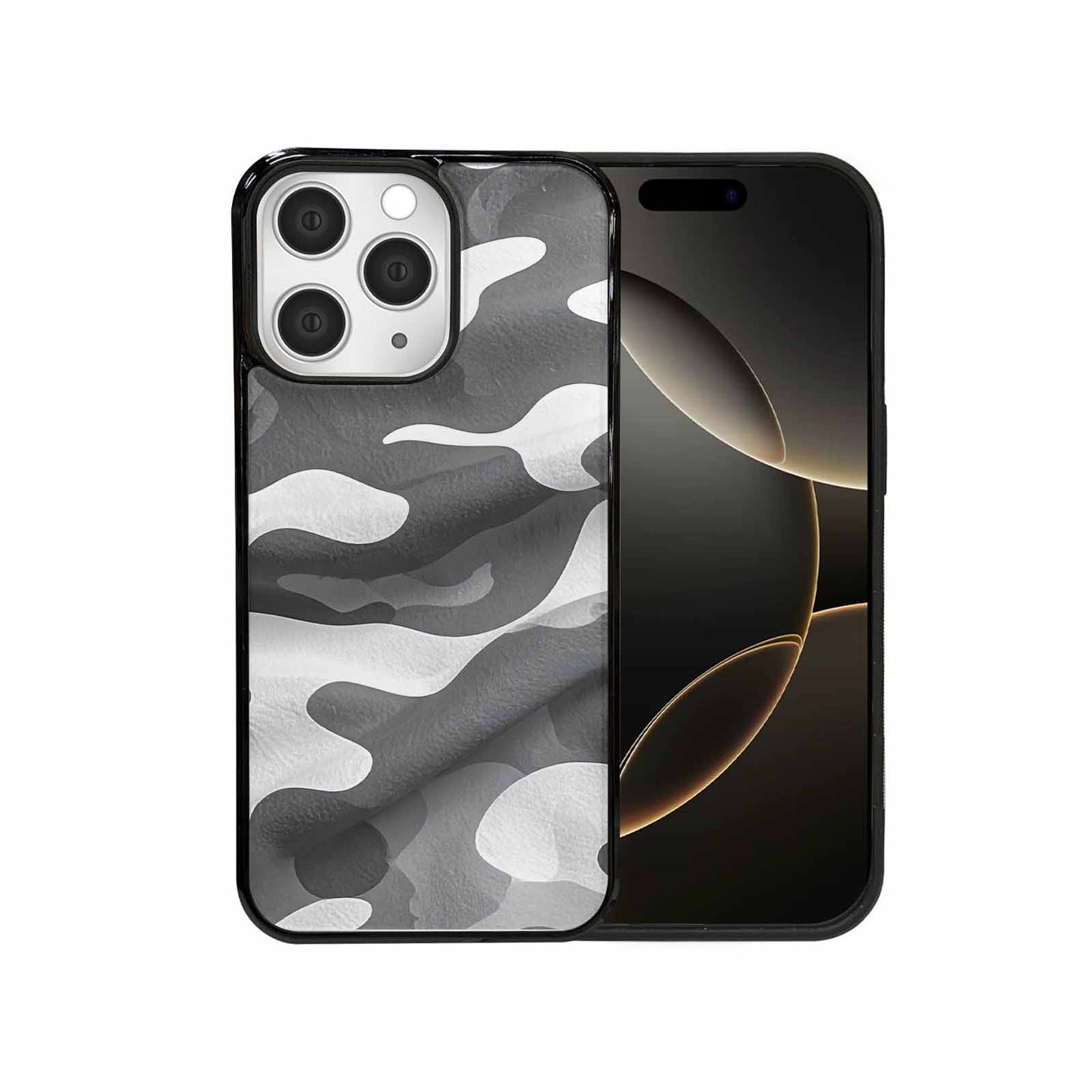 iPhone 15 Pro Max Case — Grey Camo Print, Custom Print Case Cover