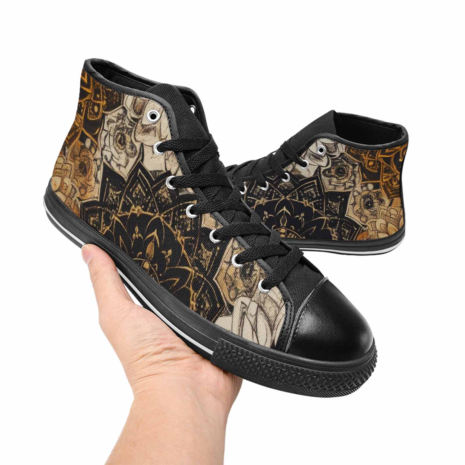 MEN'S Mandala High Top Canvas Neon Fantasy Sneakers
