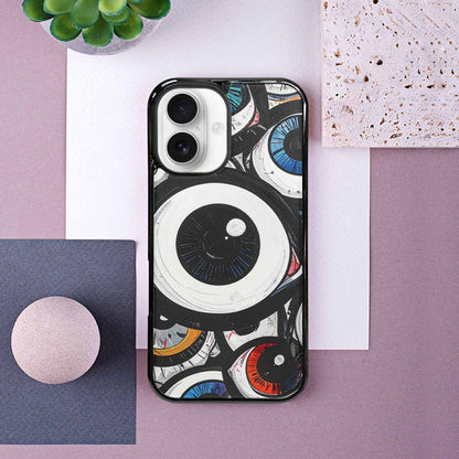 iPhone 16 Case — Googly Cartoon Eyeballs, Custom Art Phone Cover