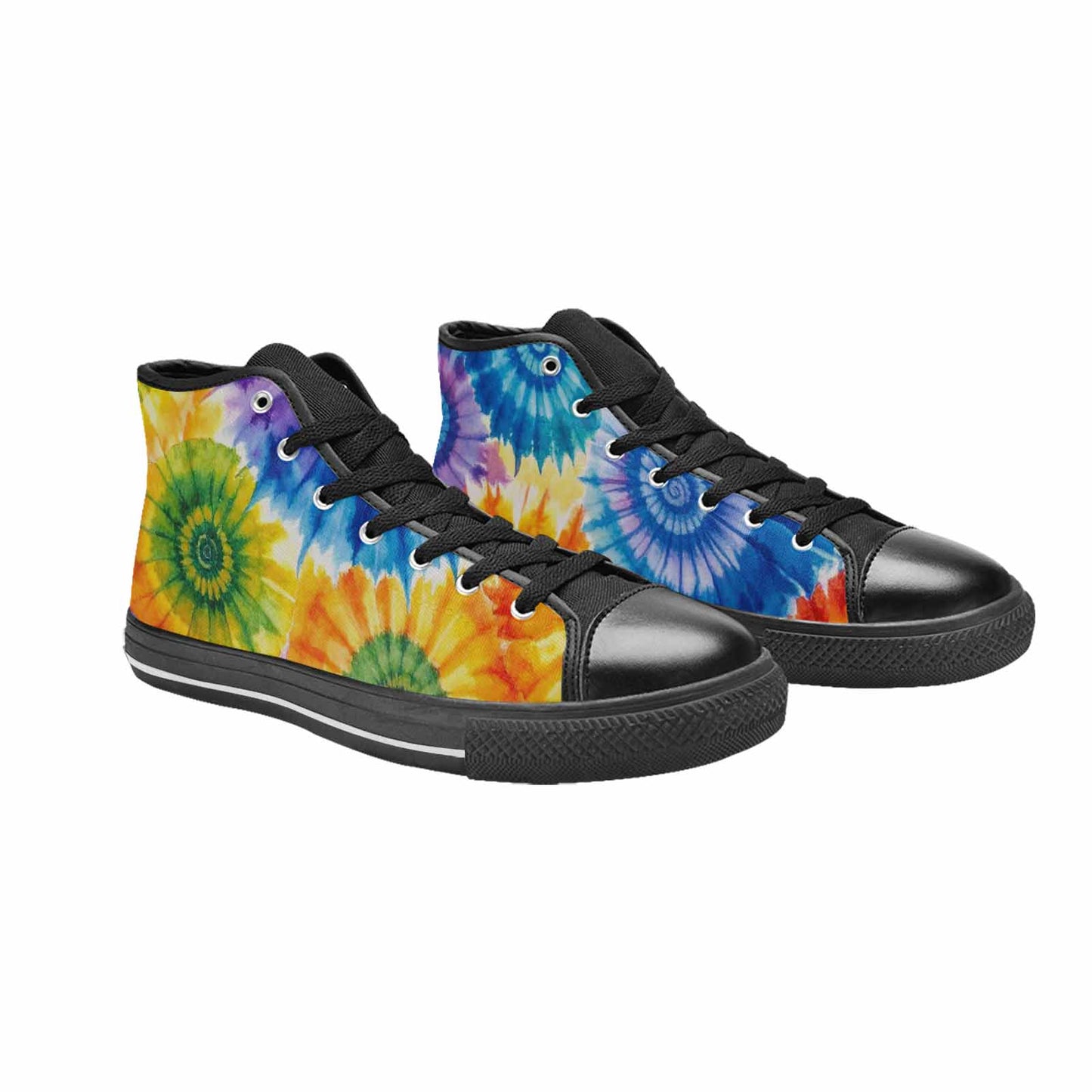 MEN'S Tie Dye Swirl High Top Canvas Cottagecore Custom Sneakers