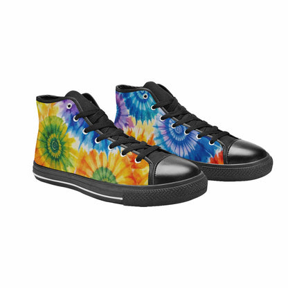 MEN'S Tie Dye Swirl High Top Canvas Cottagecore Custom Sneakers