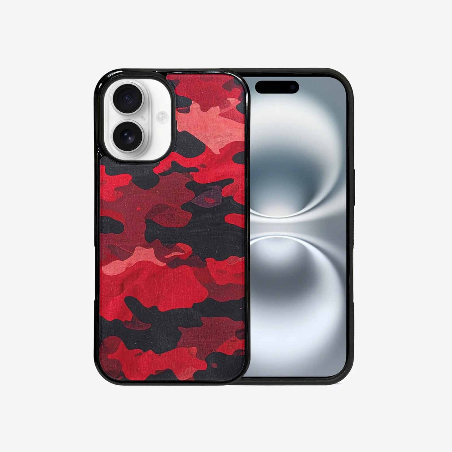 iPhone 16 Case — Tactical Camo Red Black Custom, Original Design Phone Case