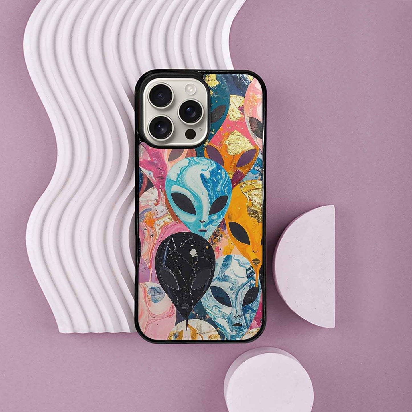 iPhone 16 Pro Max Case — Aliens Marblealiens Pattern Doe, Original Design Phone Case