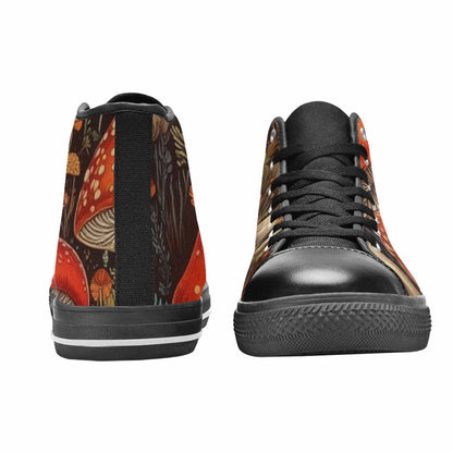 WOMEN'S Mushroom High Top Canvas Dark Academia Custom Sneakers