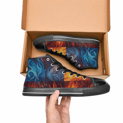 WOMEN'S Fire Flame High Top Canvas Y2K Custom Sneakers
