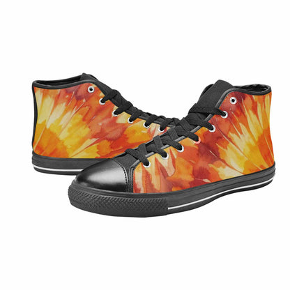 WOMEN'S Tie Dye Sunburst Rays High Top Canvas Y2K Custom Sneakers
