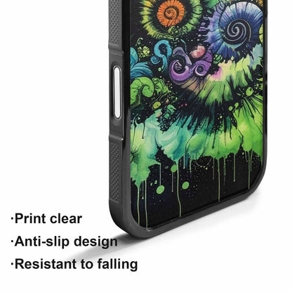 iPhone 17 Case — Black &amp; Green Ink Tie Dye, Custom Print Case Cover