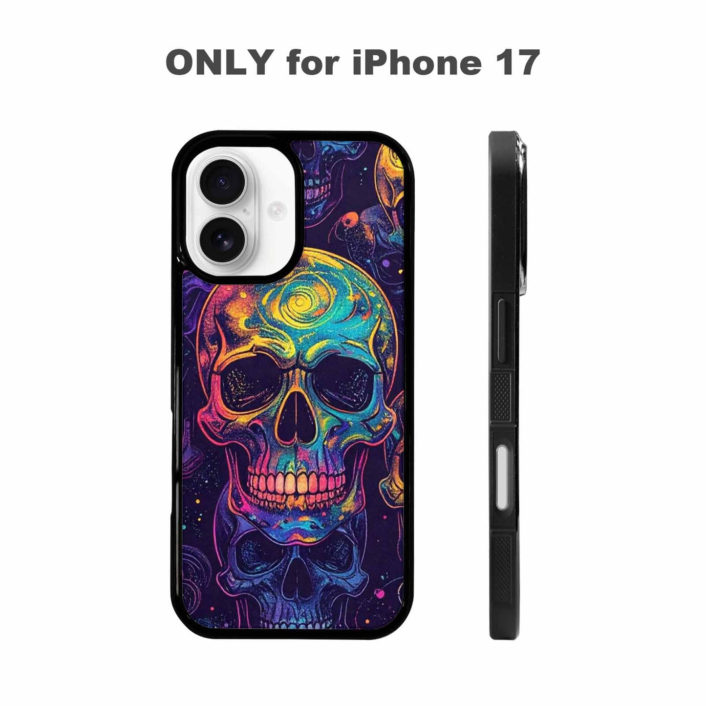 iPhone 17 Case — Galaxy Skulls Art Seamless Gothic Skulls, Personalized Phone Case
