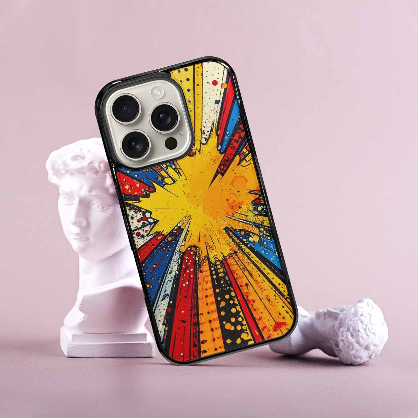 iPhone 16 Pro Case — Comic Halftone Comic Bursts Pattern Hundreds, Personalized Phone Case