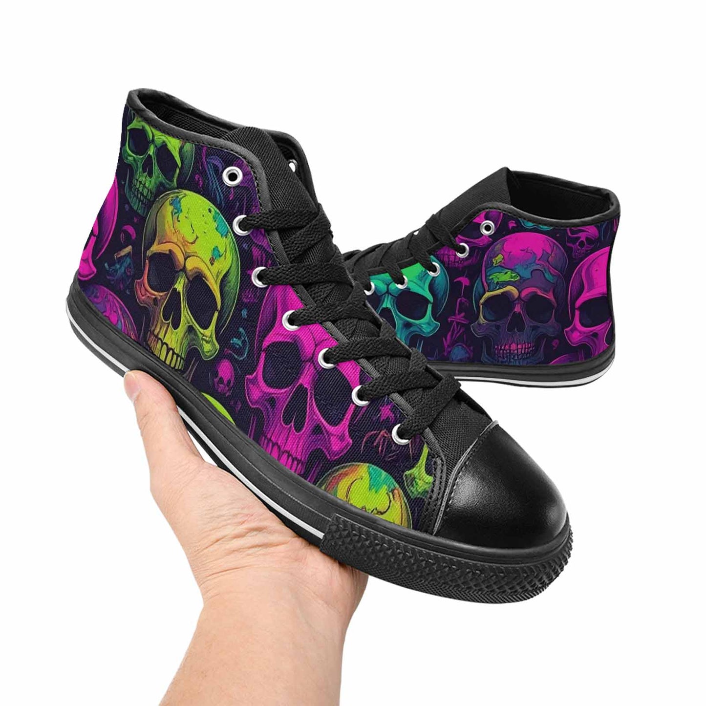 MEN'S Skulls - Neon High Top Canvas Neon Fantasy Sneakers