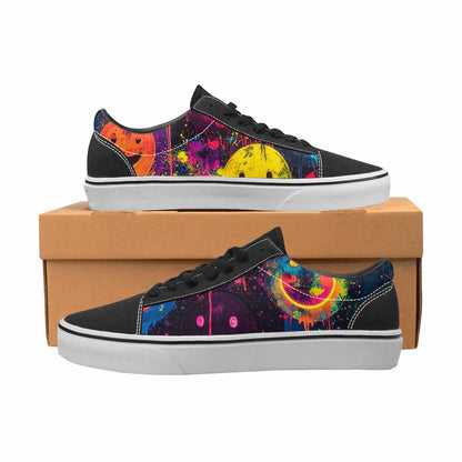 WOMEN'S Smiley Faces × Glow Lace-Up Canvas Kaleidoscope Sneakers