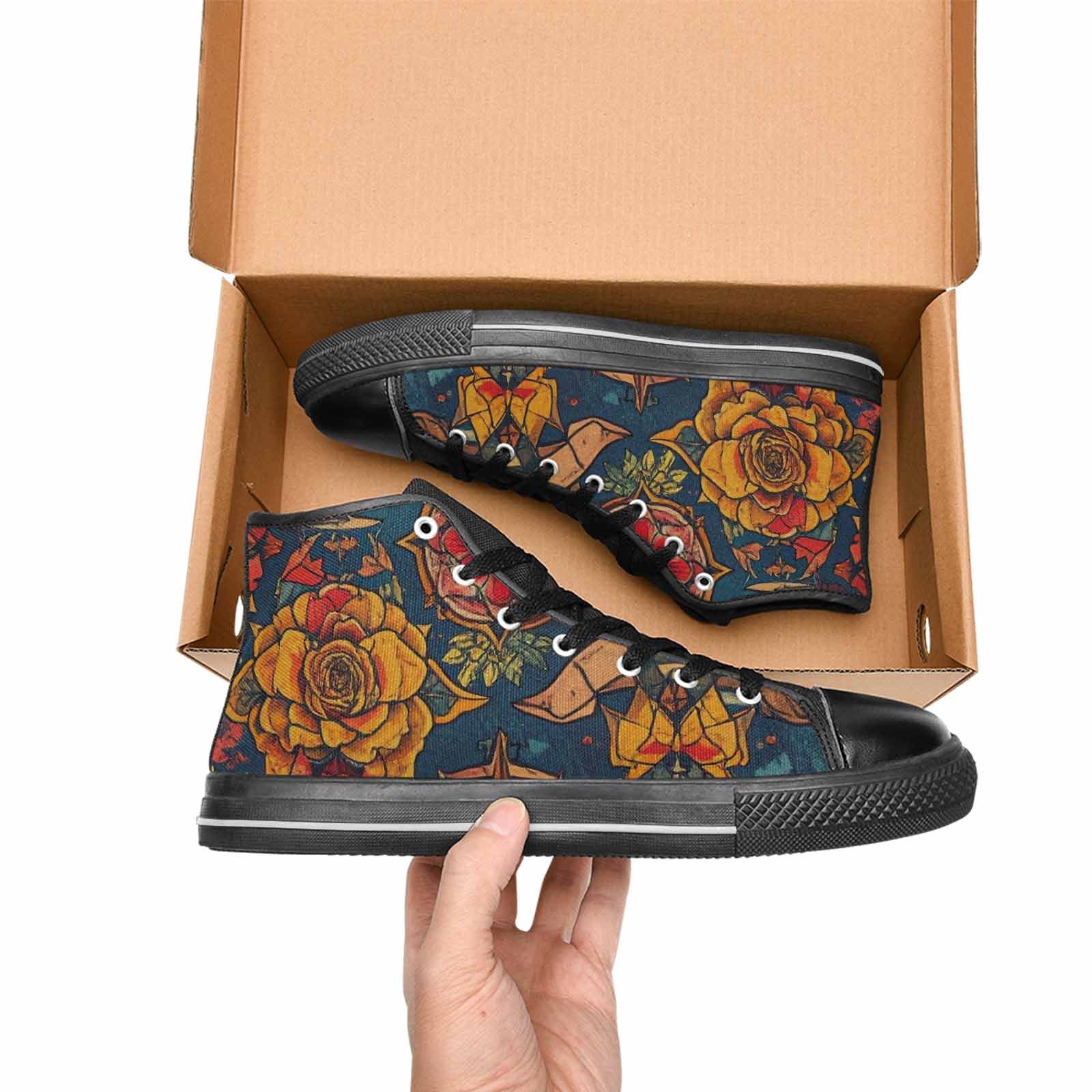 MEN'S Old School Tattoo High Top Canvas Neon Fantasy Shoes