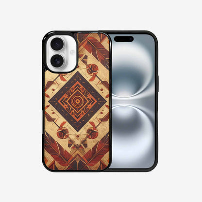 iPhone 16 Case — Native American Geometric Pattern Arrows Feathers, Custom Designed Case Cover