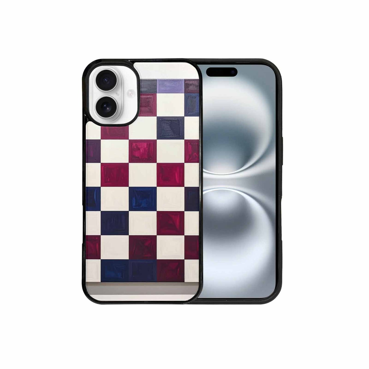 iPhone 16 Plus Case — Checkerboard Print, Custom Made Phone Cover