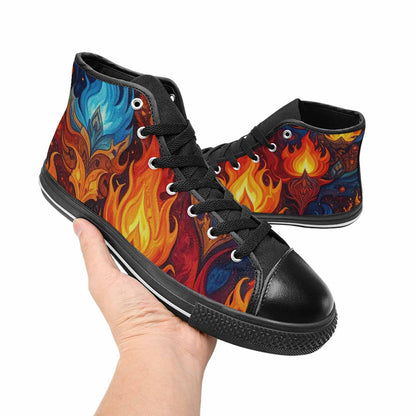 MEN'S Fire Flame High Top Canvas Cottagecore Custom Sneakers
