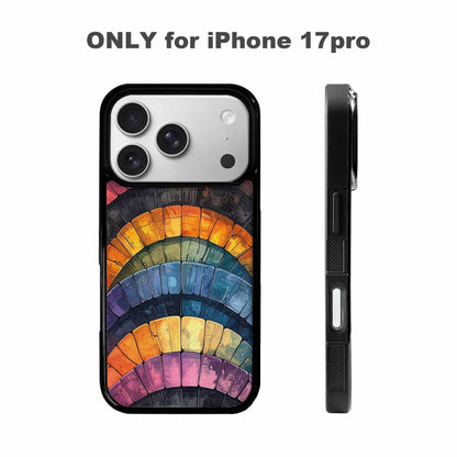 iPhone 17 Pro Case — Metallic Reptile Rainbow Arc Original Art, Custom Made Phone Cover