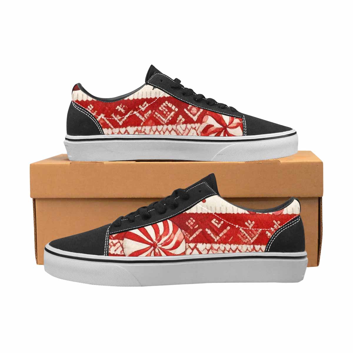 MEN'S Christmas Holly Snowflake Canvas Lace-Up Surreal Shoes