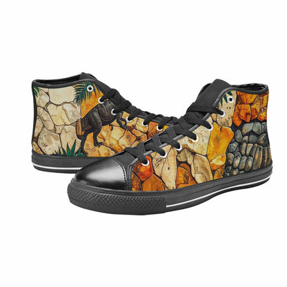 MEN'S Dinosaur Silhouette High Top Canvas Neon Fantasy Custom Sneakers