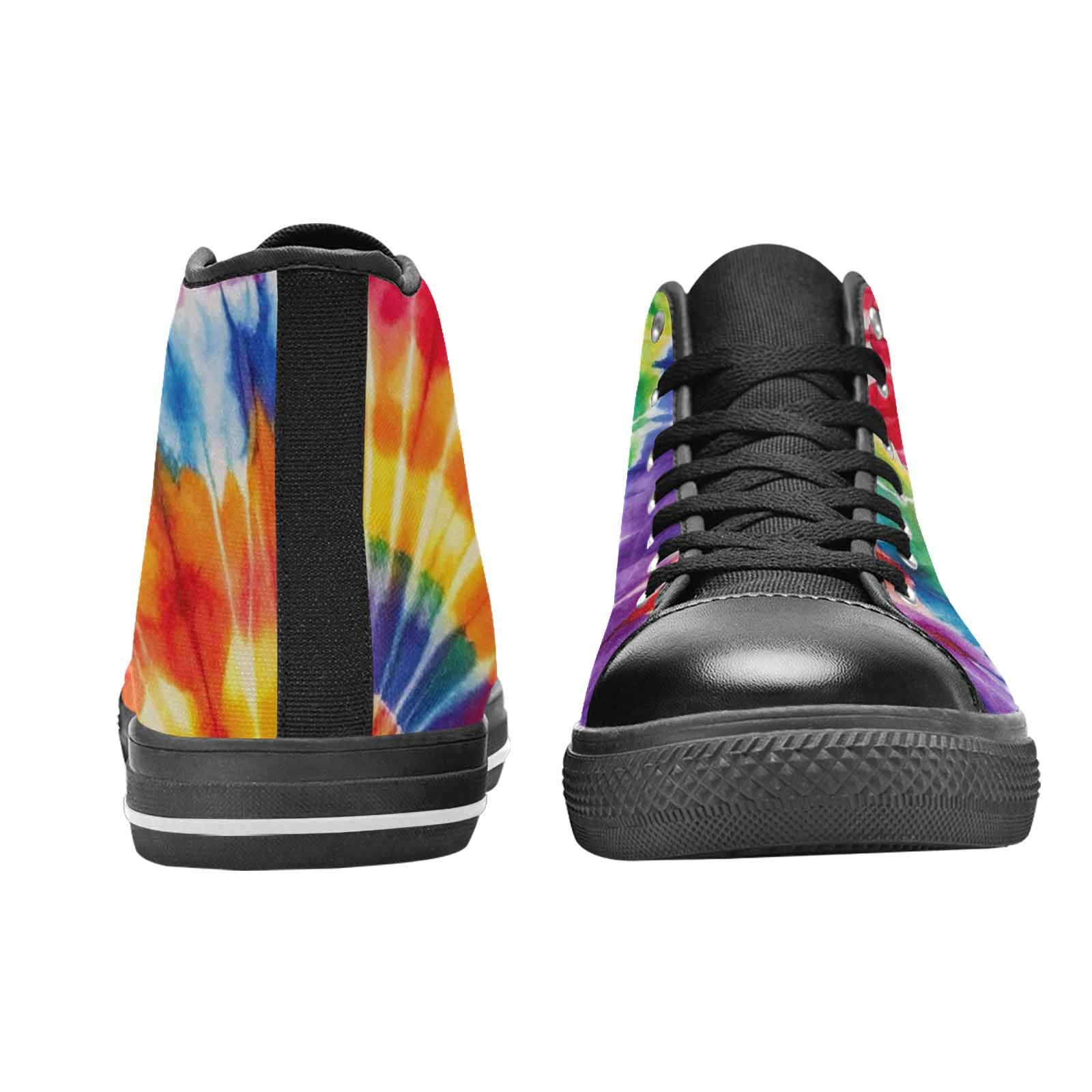 MEN'S Tie Dye Rainbow Spiral High Top Canvas Y2K Custom Shoes
