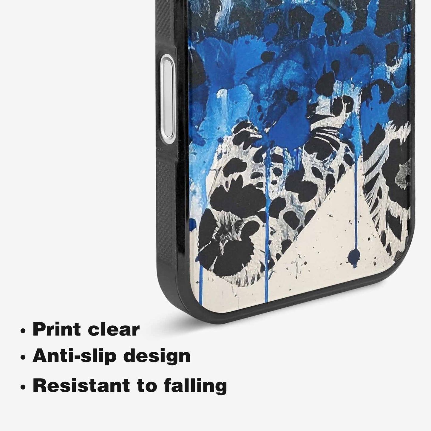iPhone 16 Plus Case — Animal Print Black Blue Ink Animal, Custom Print Case Cover