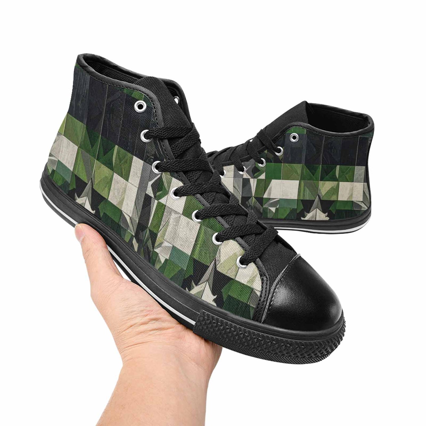 MEN'S Aromantic Flag Color High Top Canvas Neon Fantasy Custom Sneakers