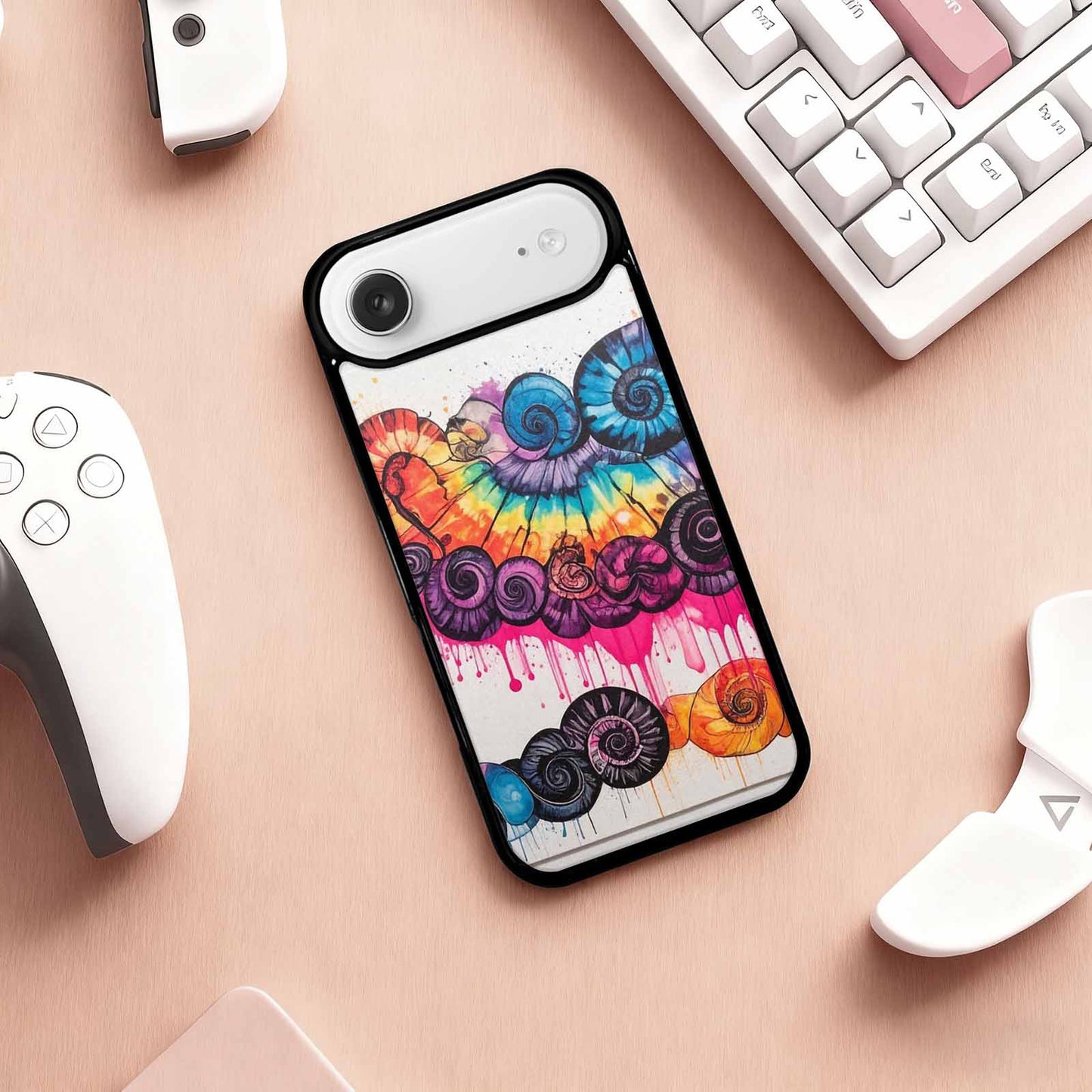 iPhone 17 Air Case — Tie Dye Swirls Black Pink Tie, Personalized Phone Case