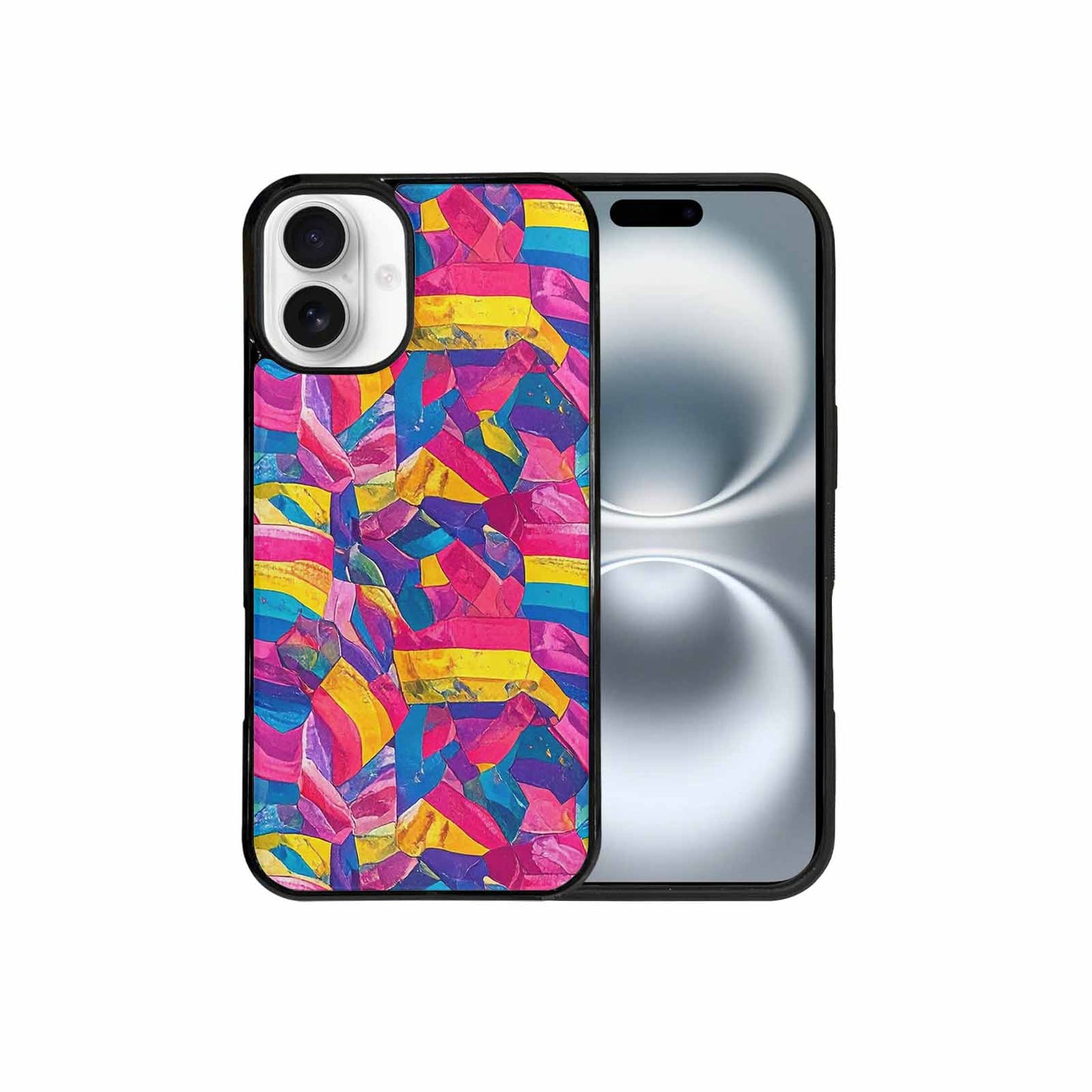 iPhone 16 Plus Case — Pansexual Flag Color Theme Small Rainbow, Custom Phone Case