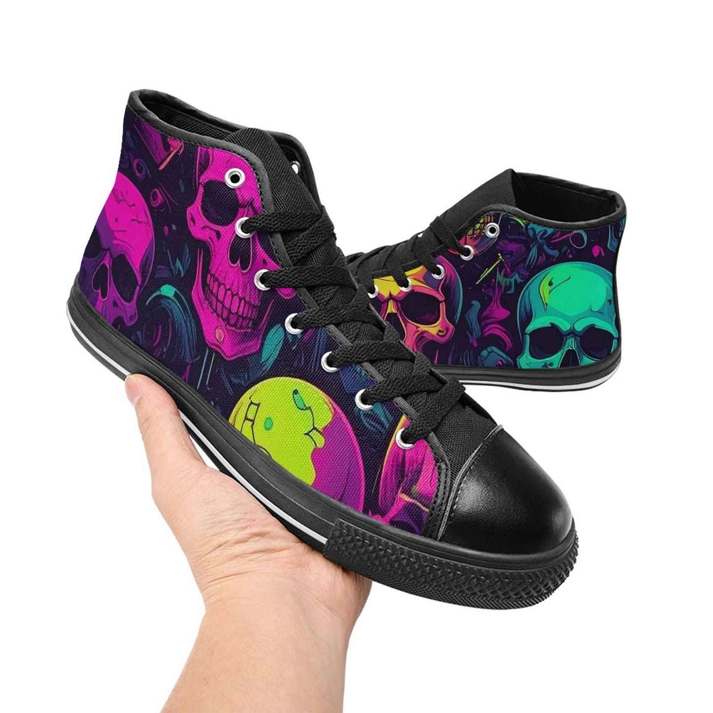 MEN'S Skulls - Neon High Top Canvas Y2K Sneakers