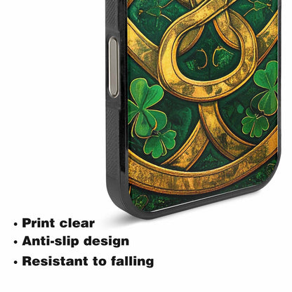 iPhone 15 Pro Max Case — Irish Celtic Knot Pattern Shamrocks Seamless, Custom Made Phone Cover