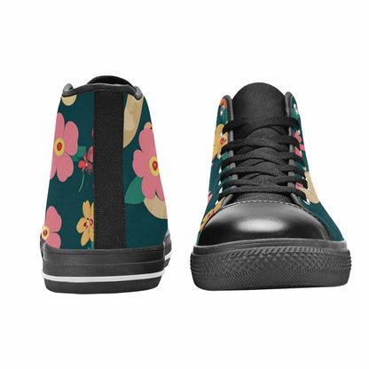 WOMEN'S Floral Snake Print High Top Canvas Grunge Sneakers