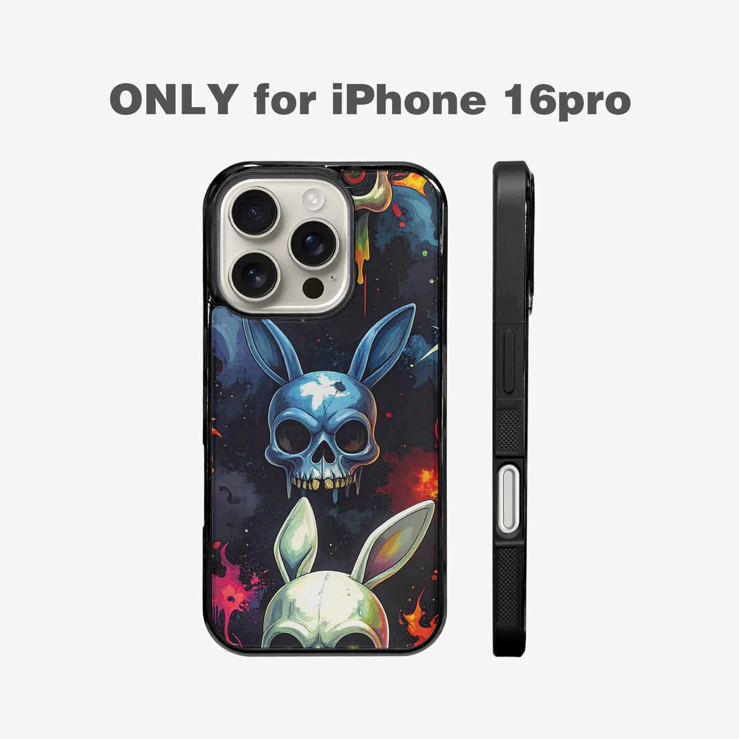 iPhone 16 Pro Case — Radioactive Ghost Bunny Skull Sm, Custom Made Phone Cover