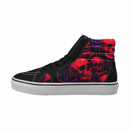 MEN'S Red + Purple Skeletons High Top Canvas Surreal Custom Shoes