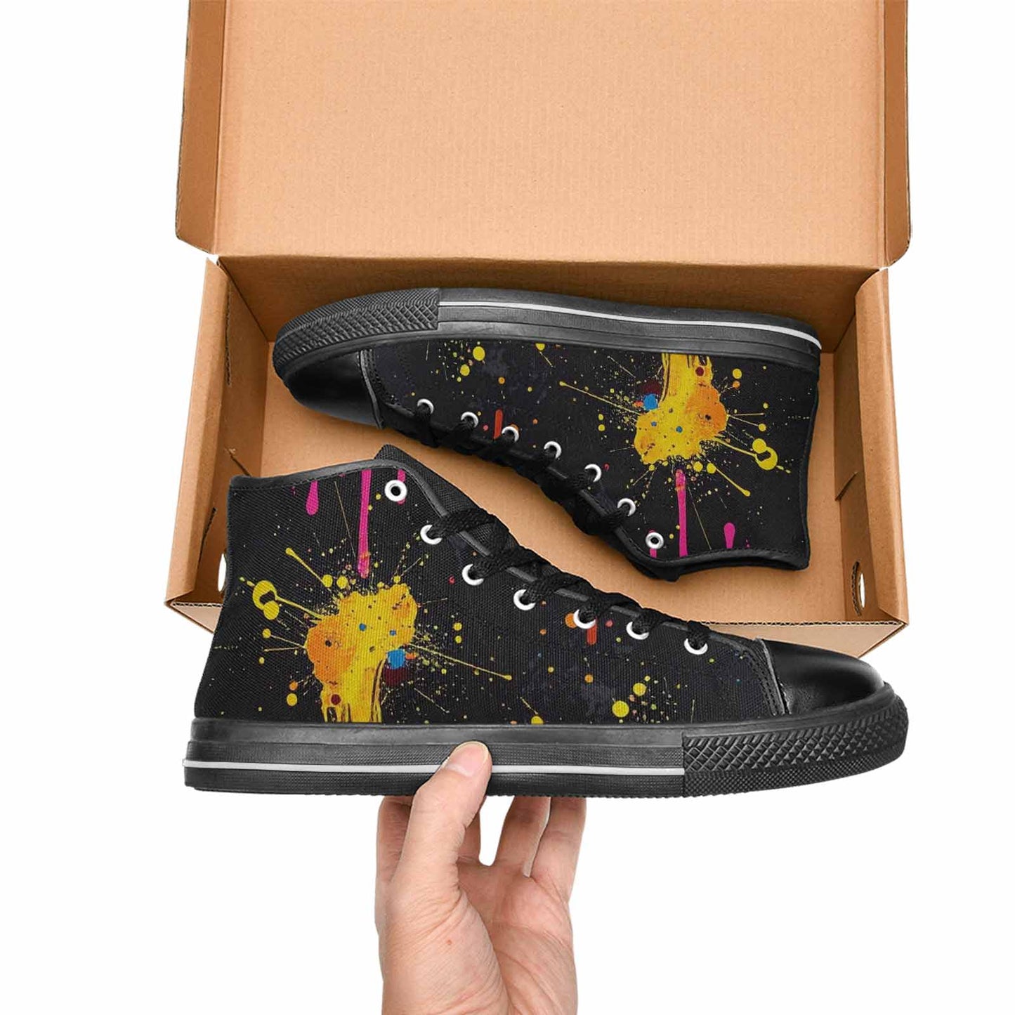 MEN'S Paint Splatter High Top Canvas Neon Fantasy Shoes