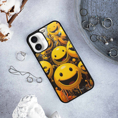 iPhone 16 Plus Case — Melting Moon Smiley Red Splatt, Personalized Phone Case