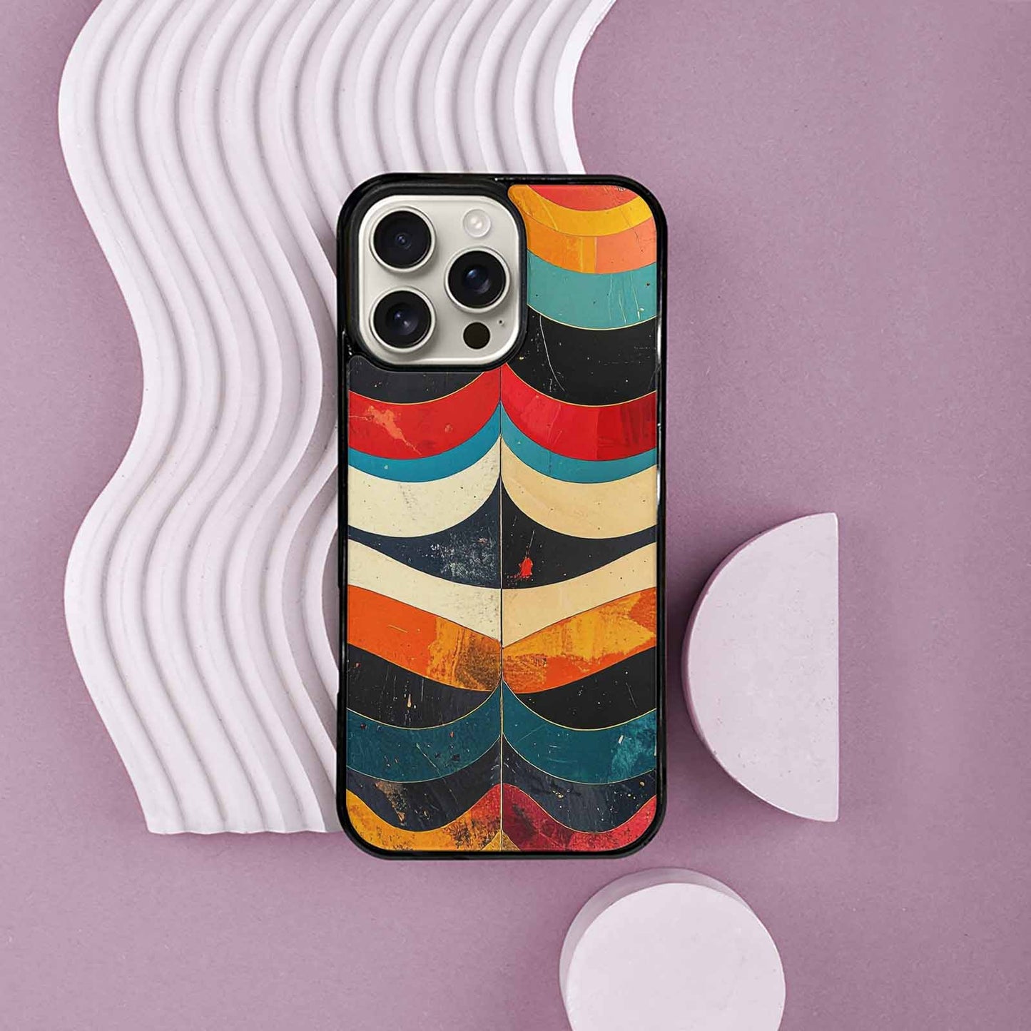 iPhone 16 Pro Max Case — Retro Wave Scallop Stripe Small Whj, Custom Phone Case