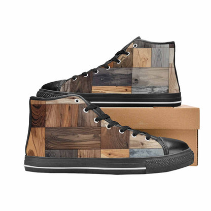 MEN'S Wood Grain Texture High Top Canvas Grunge Shoes