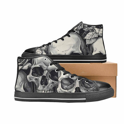 MEN'S Skulls Roses Pen Ink High Top Canvas Neon Fantasy Sneakers