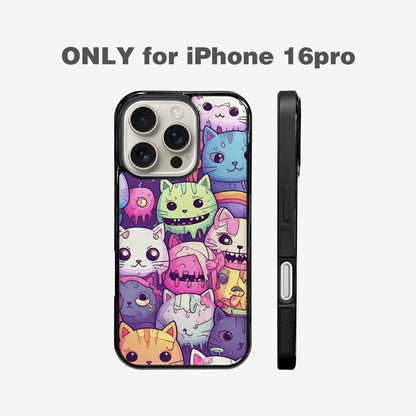 iPhone 16 Pro Case — Pastel Gore Cat Character Pattern Hundreds, Customized Protective Case