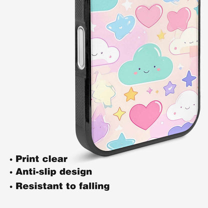 iPhone 16 Case — Cute Kawaii Style Generic Icons Stars, Personalized Phone Case