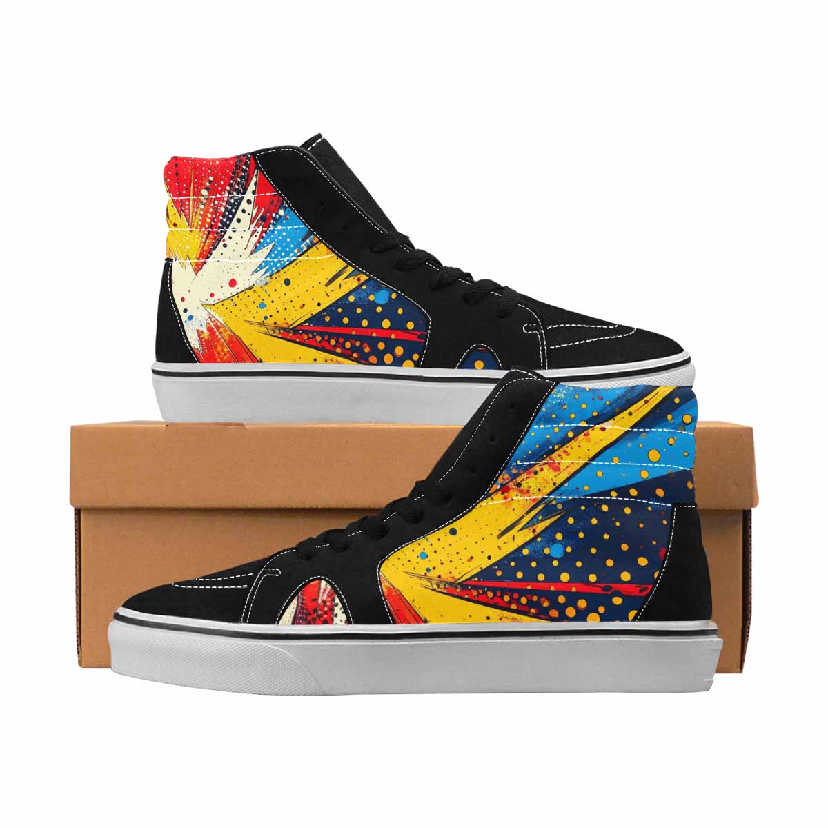 MEN'S Comic Pop Art High Top Canvas Bold Print Neon Fantasy Limited Edition Sneakers