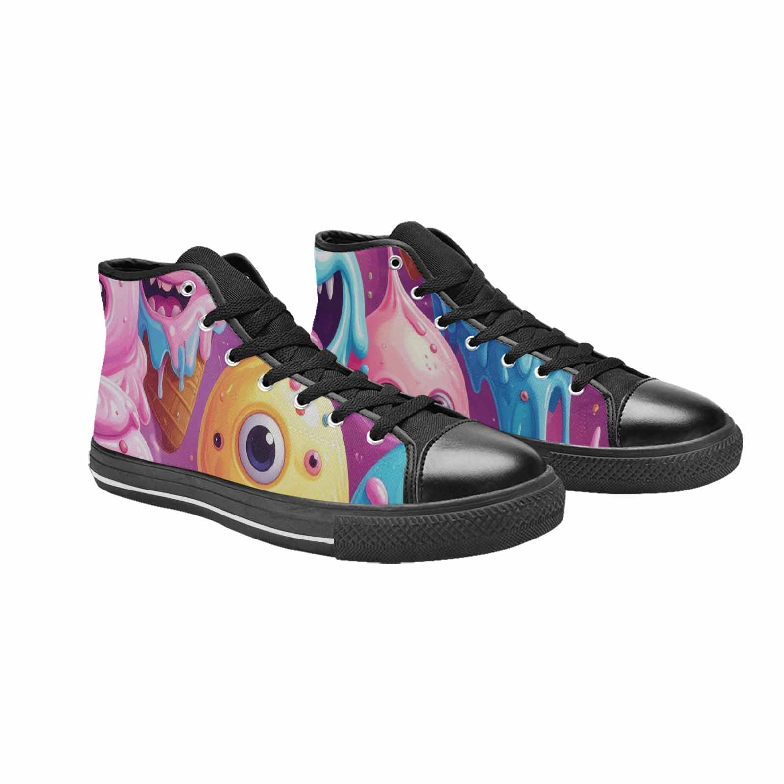 MEN'S Melting Icecream Cone Monster High Top Canvas Vivid Custom Shoes