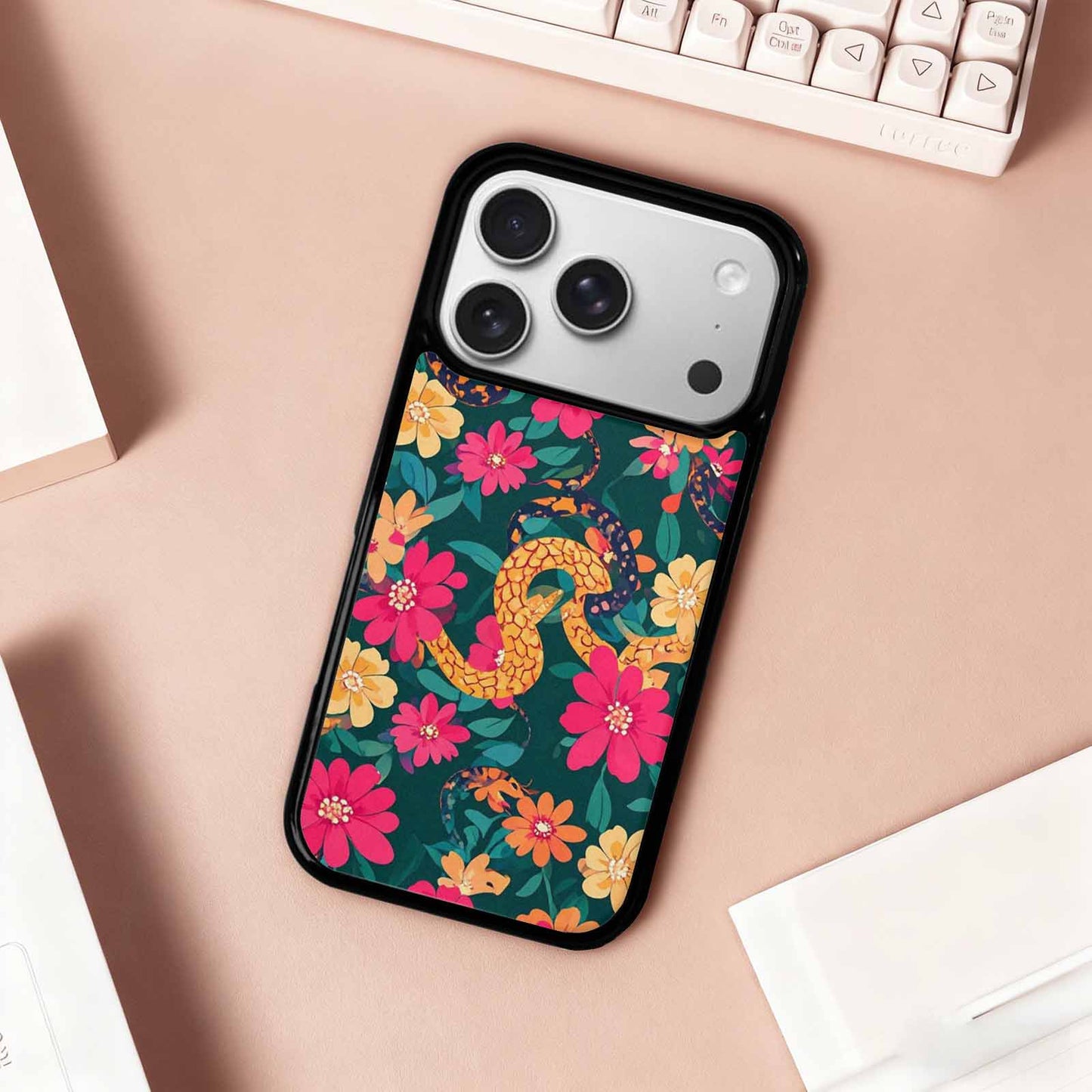 iPhone 17 Pro Case — Snakes Print Floral Seamless Pattern Floral, Custom Made Phone Cover