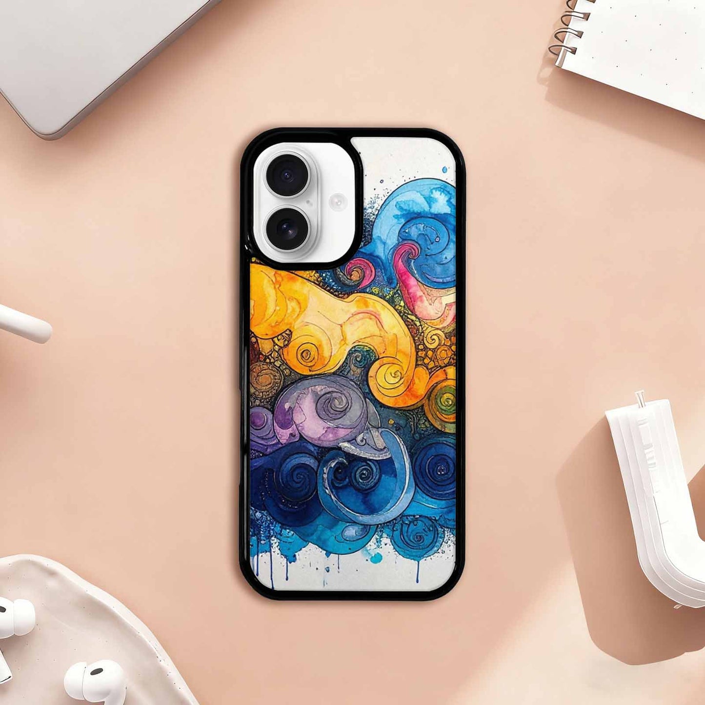 iPhone 17 Case — Tie Dye Swirls (black Tie Dye, Custom Printed Phone Case